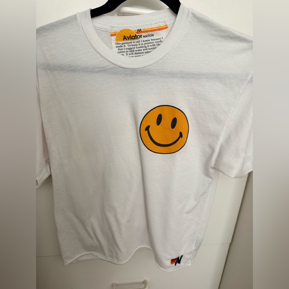 Aviator nation smiley face boyfriend tee